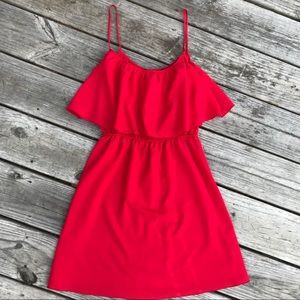 Red summer dress.